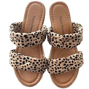Pierre Dumas Animal Print Braided Platform Sandals